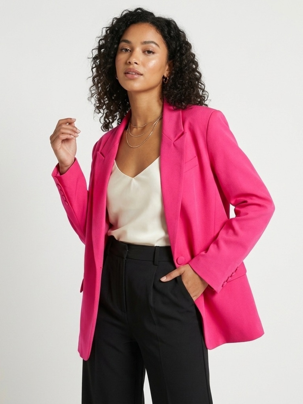 Showpo Hot Pink Tailored Blazer Single Breasted Bright Barbiecore US 12